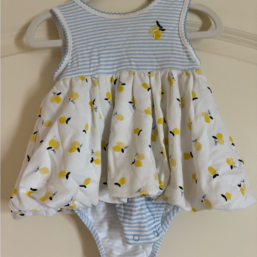 Little Me Yellow and Blue Bodysuit with Lemon Print